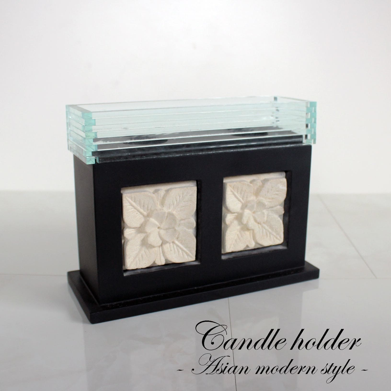 パラス石とガラスのキャンドルホルダー